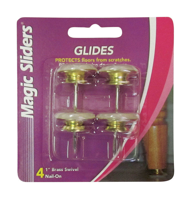 MAGIC SLIDERS - Magic Sliders Gold 1 in. Nail-On Steel Slide Glides 4 pk