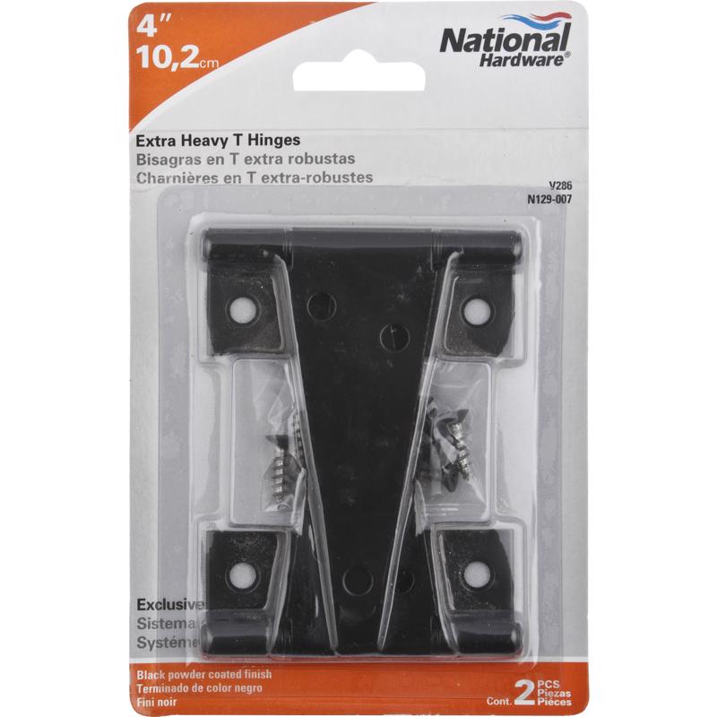 NATIONAL HARDWARE - National Hardware 4 in. L Black Extra Heavy Duty T-Hinge 2 pk