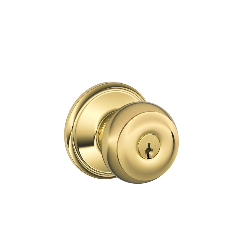 SCHLAGE - Schlage Georgian Bright Brass Keyed Entry Door Knob 1-3/4 in. - Case of 4