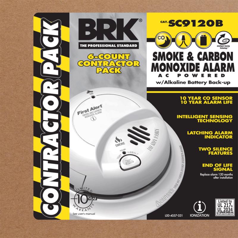 BRK - BRK Hard-Wired w/Battery Back-Up Electrochemical/Ionization Smoke and Carbon Monoxide Detector [SC9120B6CP]