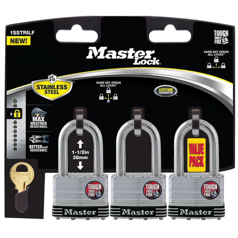 MASTER LOCK - Master Lock 1-3/4 in. W Laminated Steel 4-Pin Cylinder Padlock Keyed Alike