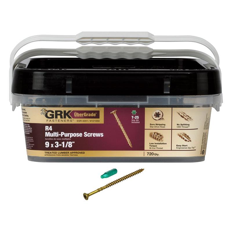 GRK FASTENERS - GRK Fasteners R4 No. 9 X 3-1/8 in. L Star Coated Multi-Purpose Screws 720 pk - Case of 2