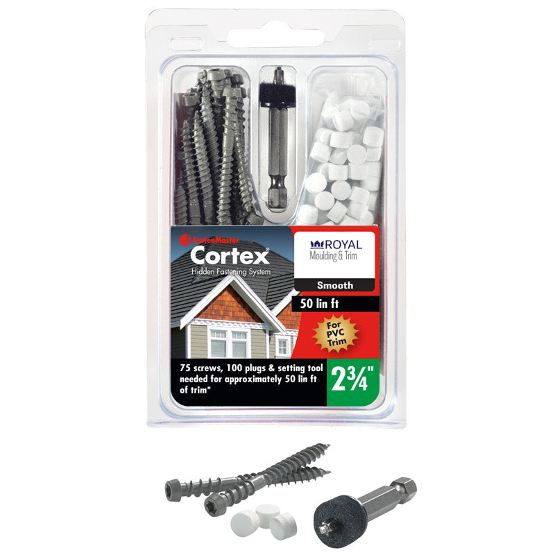 FASTENMASTER - FastenMaster Cortex No. 9 X 2-3/4 in. L Star Trim Head Trim Screws with Plugs 75 pk - Case of 10 [FMCTXT234-RY50S]