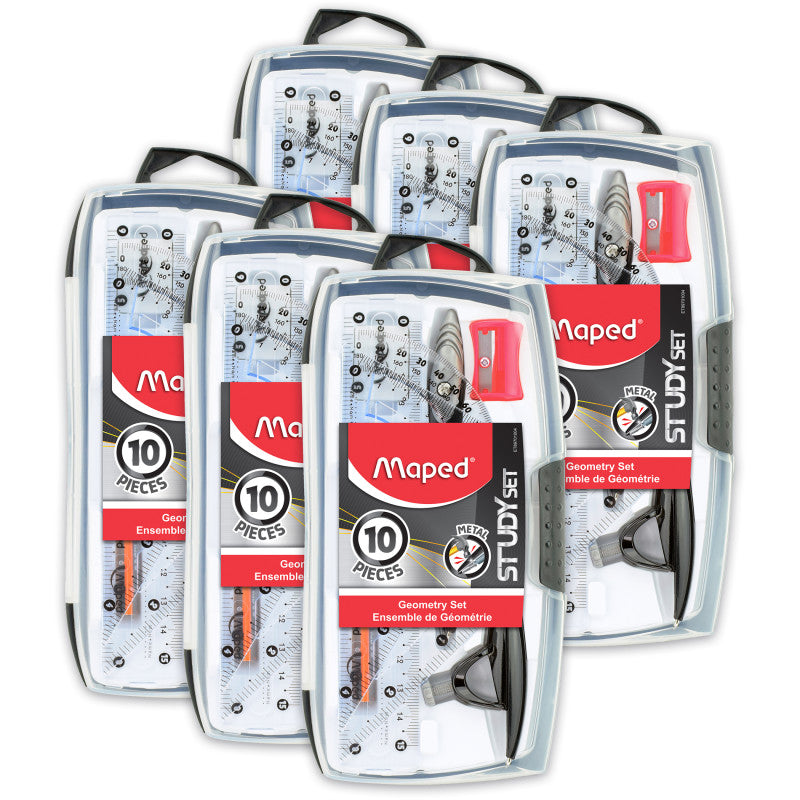 MAPED - Study Metal Compass, 10 Piece Set, 6 Sets
