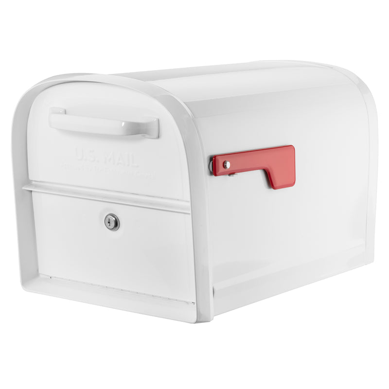 ARCHITECTURAL MAILBOXES - Architectural Mailboxes Oasis Classic Galvanized Steel Post Mount White Mailbox