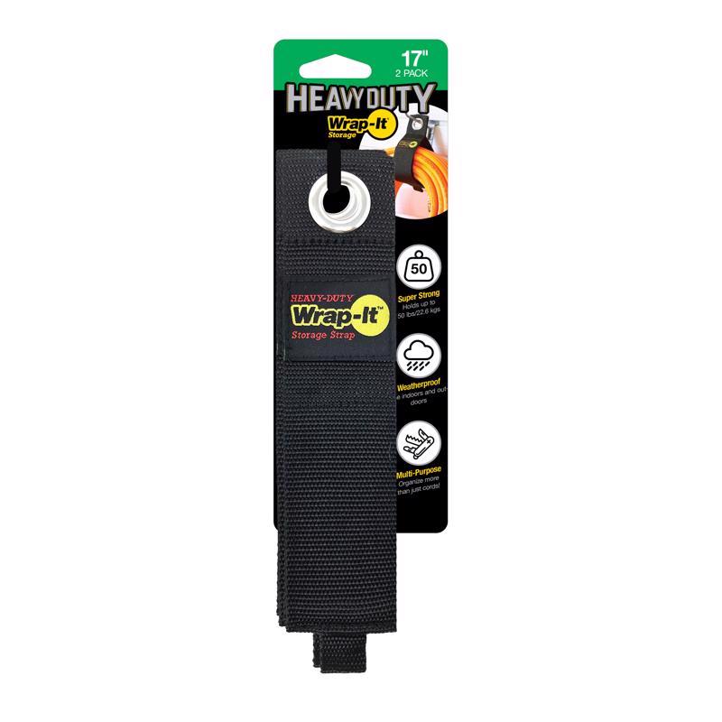 WRAP-IT - Wrap-It Heavy-Duty 2 in. W X 17 in. L Black Storage Straps 50 lb 2 pk