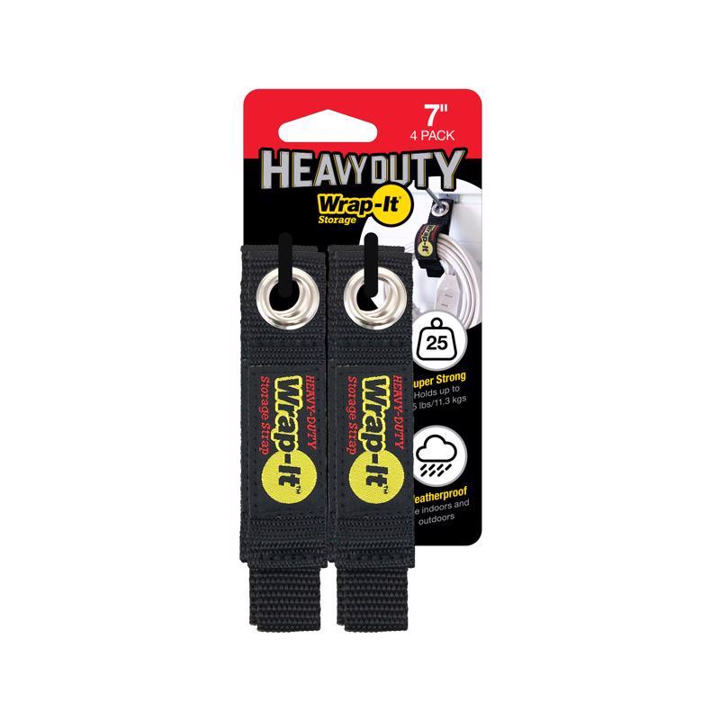 WRAP-IT - Wrap-It Heavy-Duty 1 in. W X 7 in. L Black Storage Straps 25 lb 4 pk