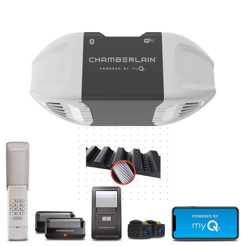 CHAMBERLAIN - Chamberlain Smart Enabled 0.5 HP Belt Drive WiFi Compatible Smart Garage Door Opener [B2405]