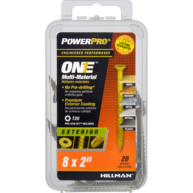 HILLMAN - Hillman POWERPRO ONE No. 8 X 2 in. L Star Flat Head Multi-Material Screw - Case of 5