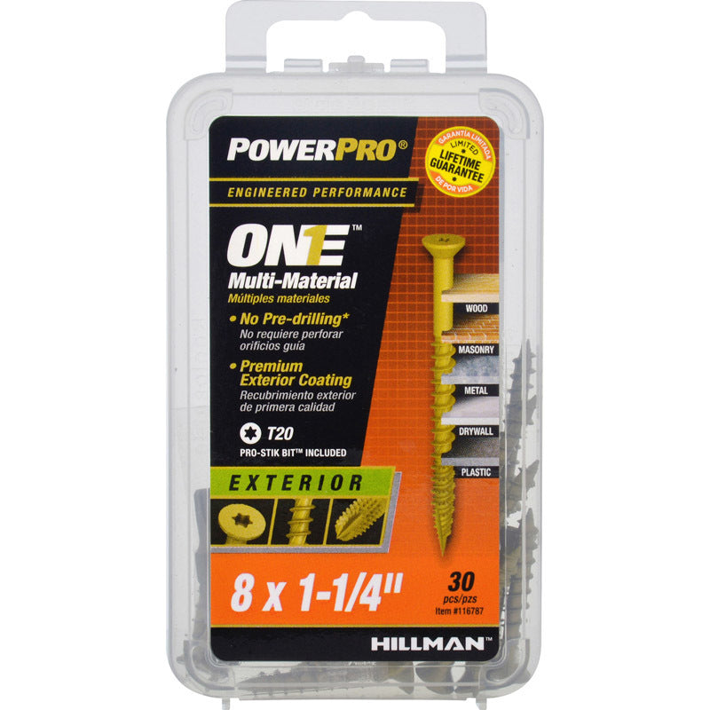 HILLMAN - Hillman POWERPRO ONE No. 8 X 1-1/4 in. L Star Flat Head Multi-Material Screw - Case of 5