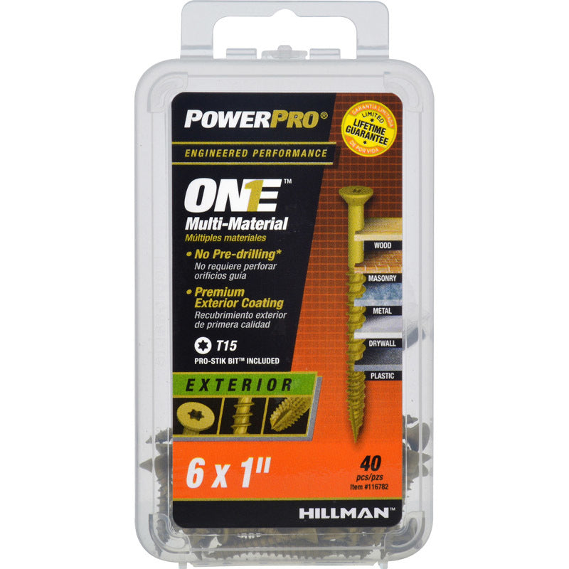 HILLMAN - Hillman POWERPRO ONE No. 6 X 1 in. L Star Flat Head Multi-Material Screw 10 pk - Case of 5