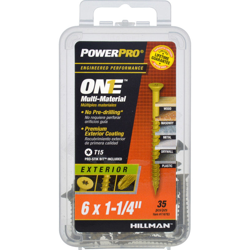 HILLMAN - Hillman POWERPRO ONE No. 6 X 1-1/4 in. L Star Flat Head Multi-Material Screw 35 pk - Case of 5