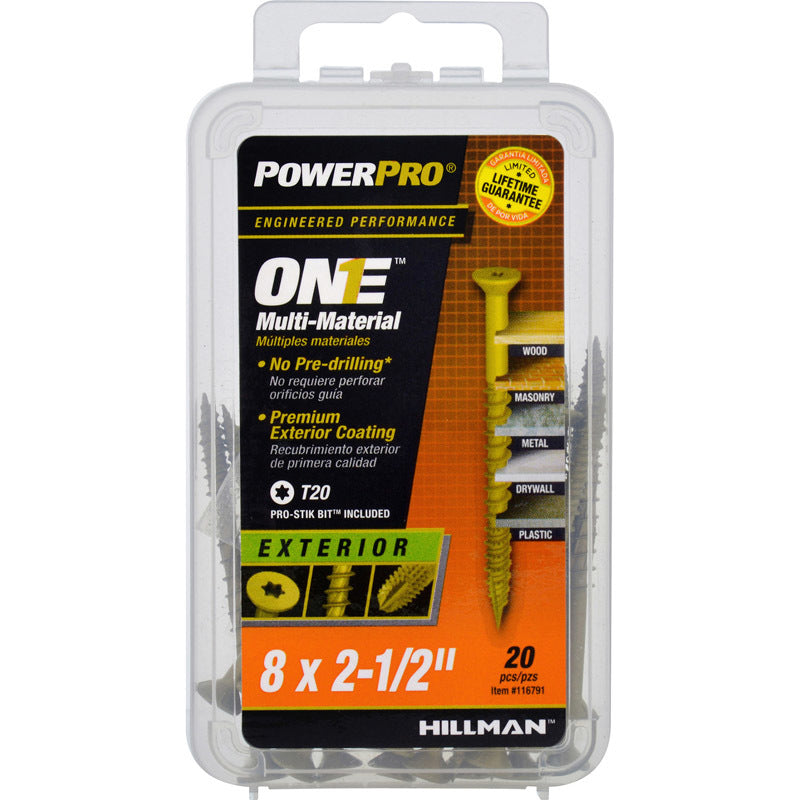 HILLMAN - Hillman POWERPRO ONE No. 8 X 2-1/2 in. L Star Flat Head Multi-Material Screw 20 pk - Case of 5