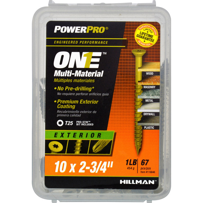 HILLMAN - Hillman POWERPRO ONE No. 10 X 2-3/4 in. L Star Flat Head Multi-Material Screw 1 lb 97 pk