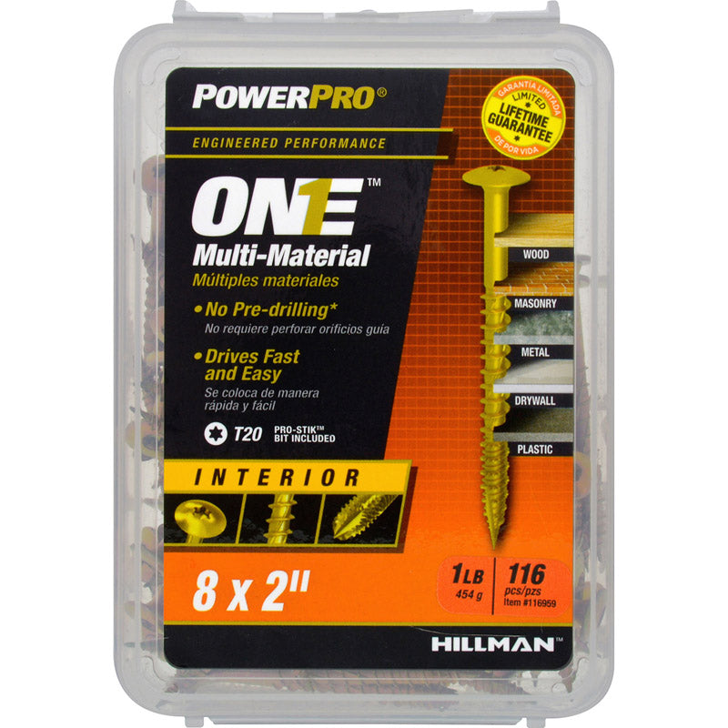 HILLMAN - Hillman POWERPRO ONE No. 8 X 2 in. L Star Wafer Head Multi-Material Screw 1 lb 116 pk