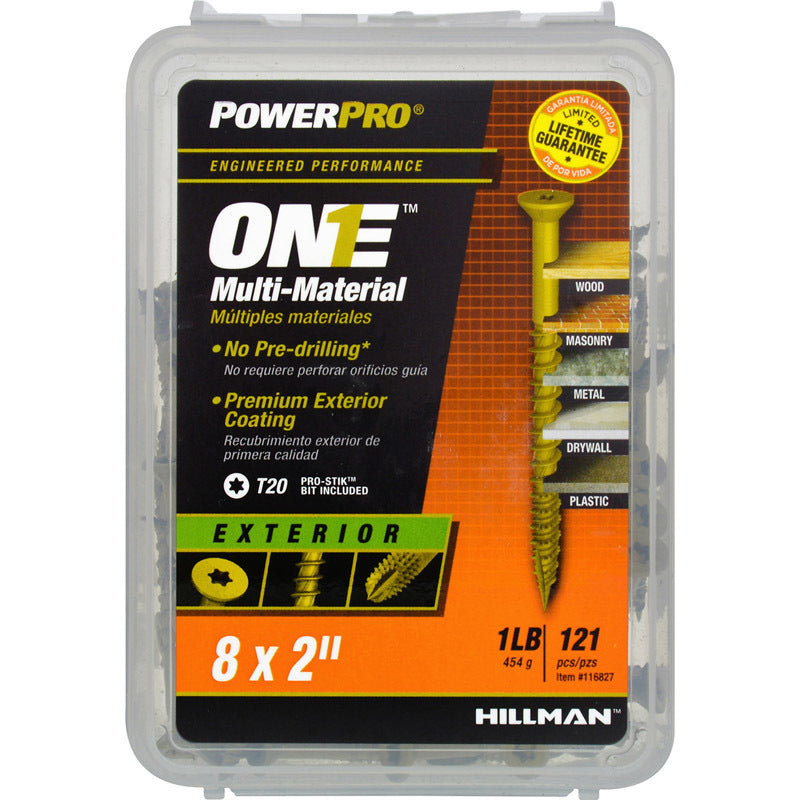 HILLMAN - Hillman POWERPRO ONE No. 8 X 2 in. L Star Flat Head Multi-Material Screw 1 lb 121 pk [116827]