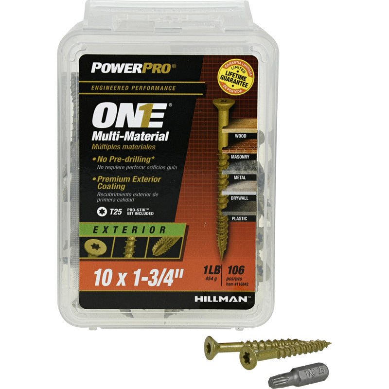 HILLMAN - Hillman POWERPRO ONE No. 10 X 1-3/4 in. L Star Flat Head Multi-Material Screw 1 lb 106 pk