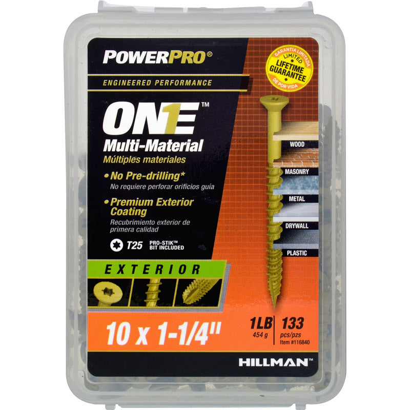 HILLMAN - Hillman POWERPRO ONE No. 10 X 1-1/4 in. L Star Flat Head Multi-Material Screw 1 lb 133 pk