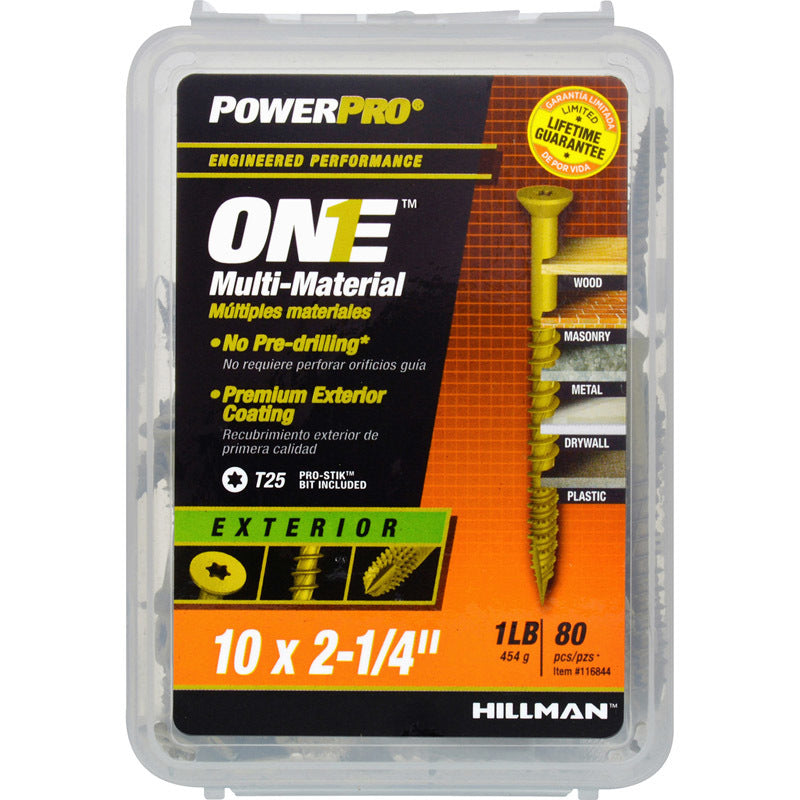 HILLMAN - Hillman POWERPRO ONE No. 10 X 2-1/4 in. L Star Flat Head Multi-Material Screw 1 lb 80 pk