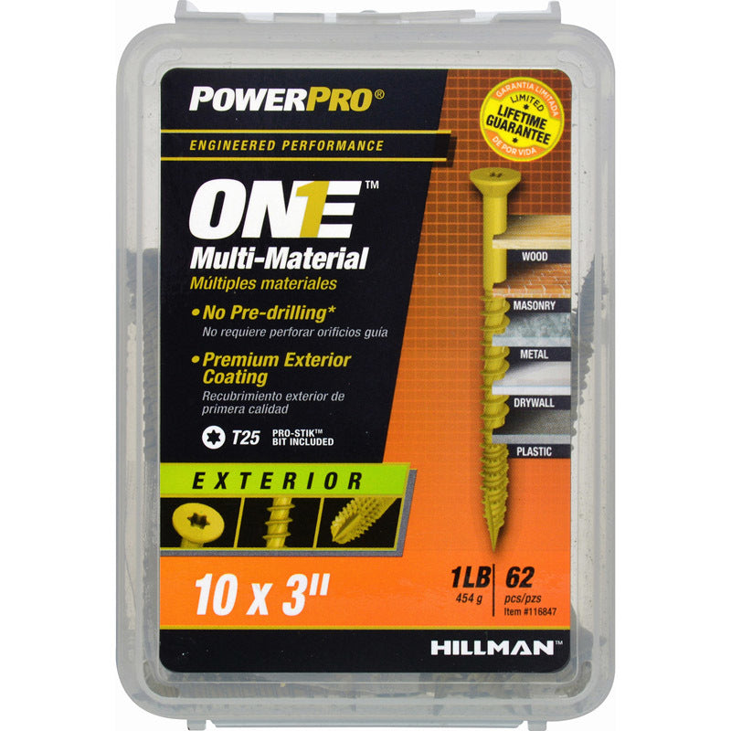 HILLMAN - Hillman POWERPRO ONE No. 10 X 3 in. L Star Flat Head Multi-Material Screw 1 lb 62 pk