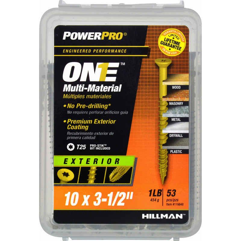 HILLMAN - Hillman POWERPRO ONE No. 10 X 3-1/2 in. L Star Flat Head Multi-Material Screw 1 lb 53 pk