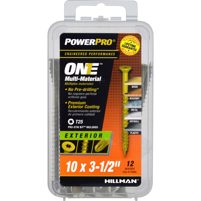 HILLMAN - Hillman POWERPRO ONE No. 10 X 3-1/2 in. L Star Flat Head Multi-Material Screw 12 pk - Case of 5