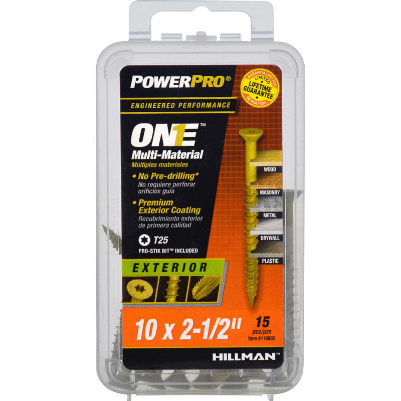 HILLMAN - Hillman POWERPRO ONE No. 10 X 2-1/2 in. L Star Flat Head Multi-Material Screw 15 pk - Case of 5