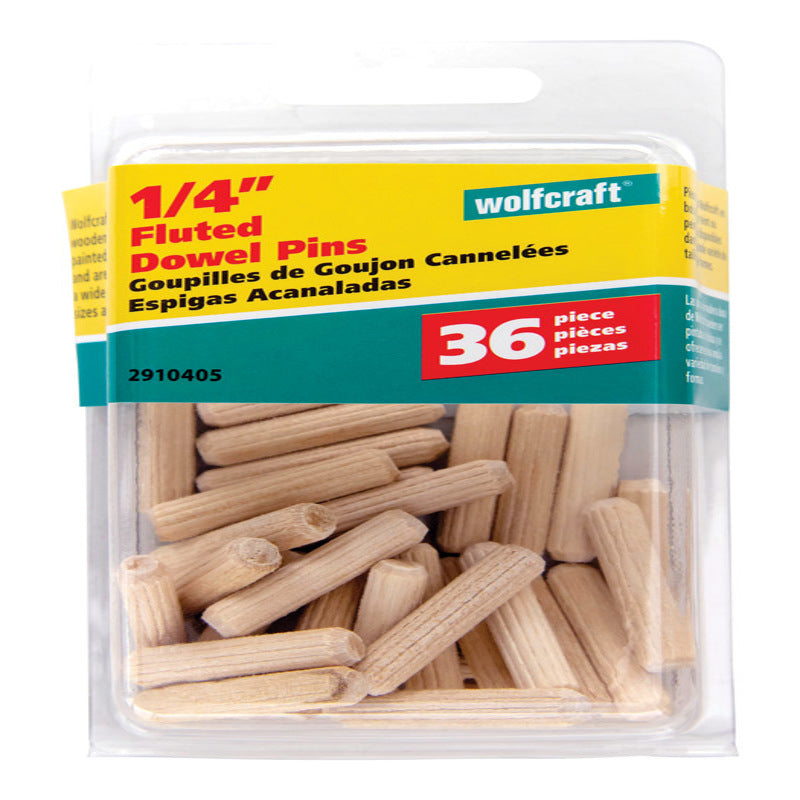 WOLFCRAFT - Wolfcraft Fluted Hardwood Dowel Pin 1/4 in. D X 1-1/8 in. L 1 pk Natural