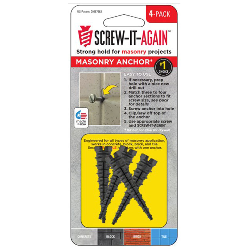 SCREW-IT-AGAIN - SCREW-IT-AGAIN 1/4 in. D X 2 in. L Polypropylene Hex Head Masonry Anchor 4 pk