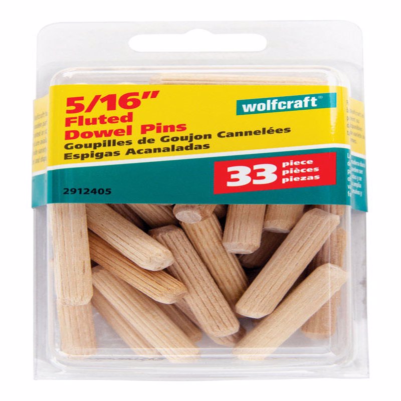 WOLFCRAFT - Wolfcraft Fluted Hardwood Dowel Pin 5/16 in. D X 1-1/2 in. L 1 pk Natural