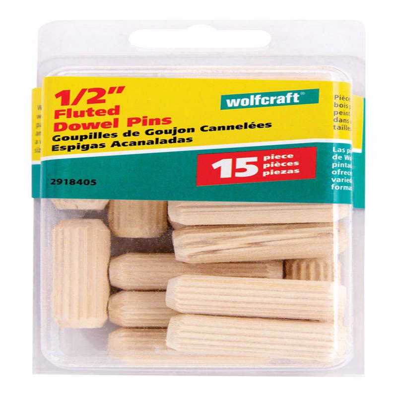 WOLFCRAFT - Wolfcraft Fluted Hardwood Dowel Pin 1/2 in. D X 1-1/2 in. L 1 pk Natural