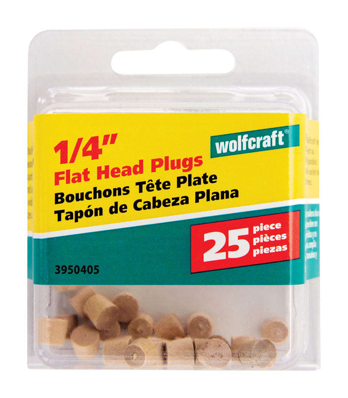 WOLFCRAFT - Wolfcraft Flat Hardwood Head Plug 1/4 in. D X 0.225 in. L 1 pk Natural