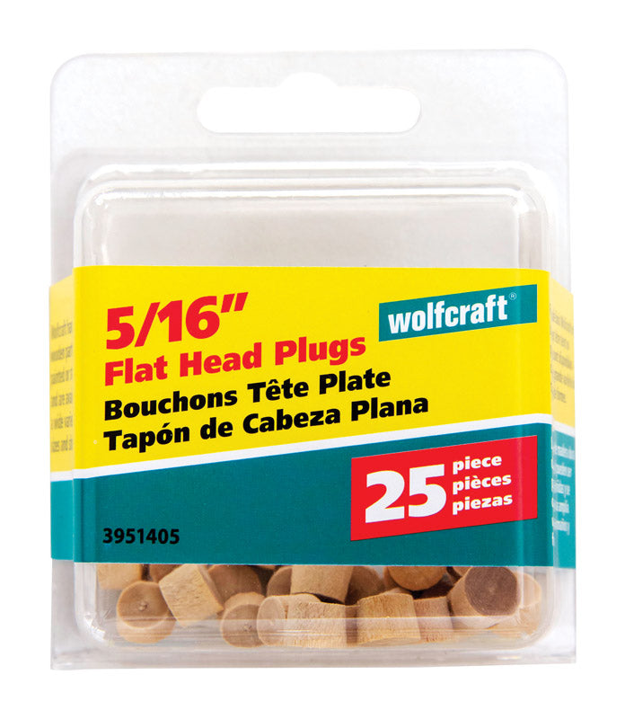 WOLFCRAFT - Wolfcraft Flat Hardwood Head Plug 5/16 in. D X 1/4 in. L 1 pk Natural