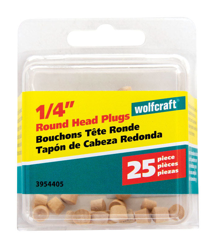 WOLFCRAFT - Wolfcraft Round Hardwood Head Plug 1/4 in. D X 0.225 in. L 1 pk Natural