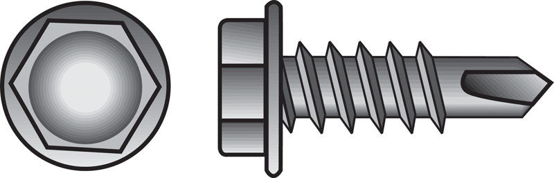 HILLMAN - Hillman No. 8-18 X 1/2 in. L Hex Hex Washer Head Self- Drilling Screws 100 pk