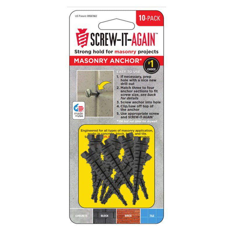 SCREW-IT-AGAIN - Screw-it-Again 1/4 in. D X 2 in. L Polypropylene Hex Head Masonry Anchor 10 pk