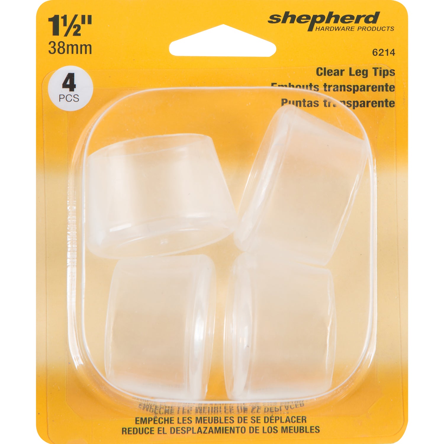 Shepherd Hardware Thermoplastic Ethylene Leg Tip Clear Round 1-1/2 in. W 1 pk - Case of 6