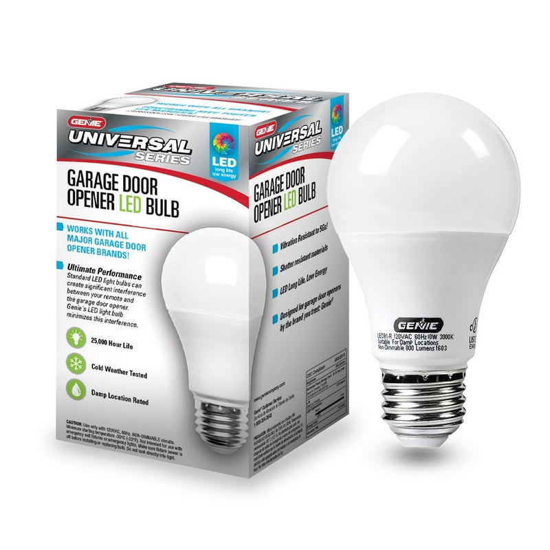 GENIE - Genie Title 20 Approved A19 E26 (Medium) LED Garage Door Bulb Warm White 60 Watt Equivalence 1 pk