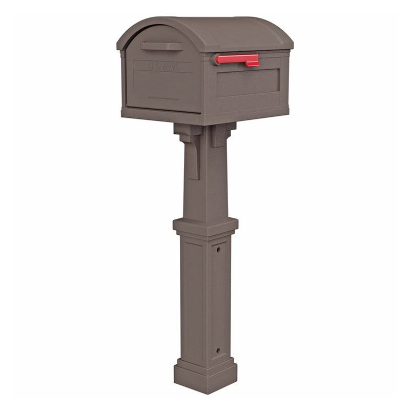 GRAND HAVEN - Gibraltar Mailboxes Grand Haven Classic Plastic Post Mount Mocha Mailbox