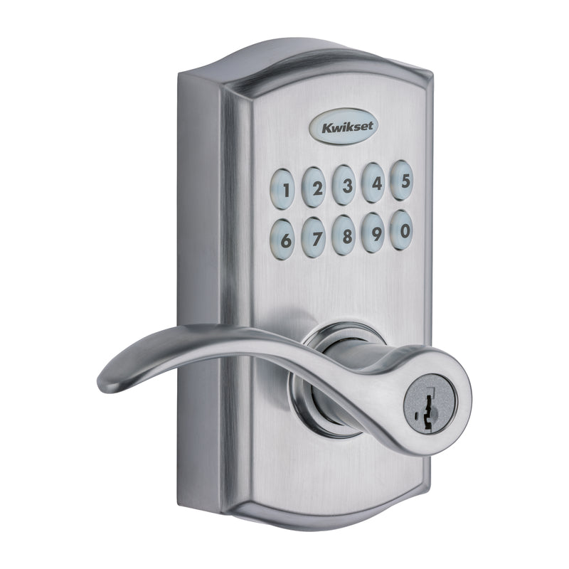 KWIKSET - Kwikset SmartKey Satin Chrome Metal Electronic Touch Pad Entry Lever