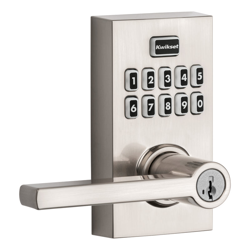 KWIKSET - Kwikset SmartKey Satin Nickel Metal Electronic Touch Pad Entry Lever [99170-003]