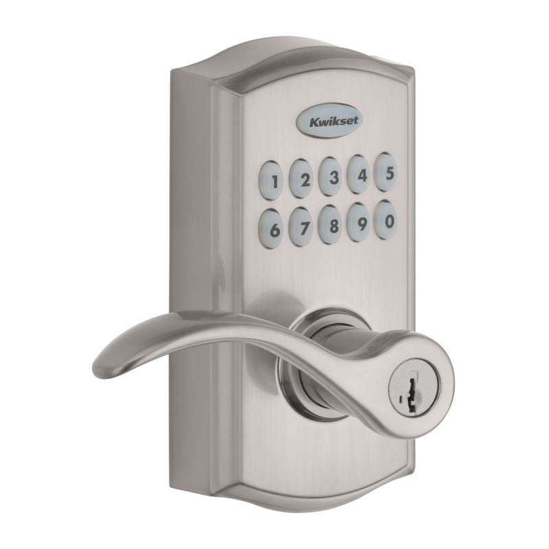 KWIKSET - Kwikset SmartKey Satin Nickel Metal Electronic Touch Pad Entry Lever [99550-002]