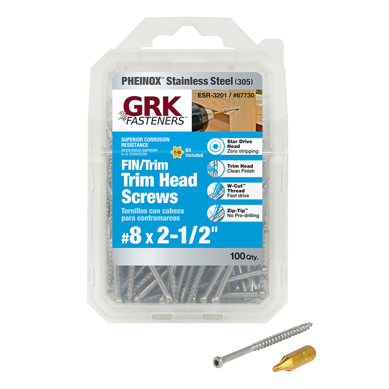 ITW - GRK Fasteners No. 8 X 2-1/2 in. L Star Trim Head Construction Screws 100 pk [67730]
