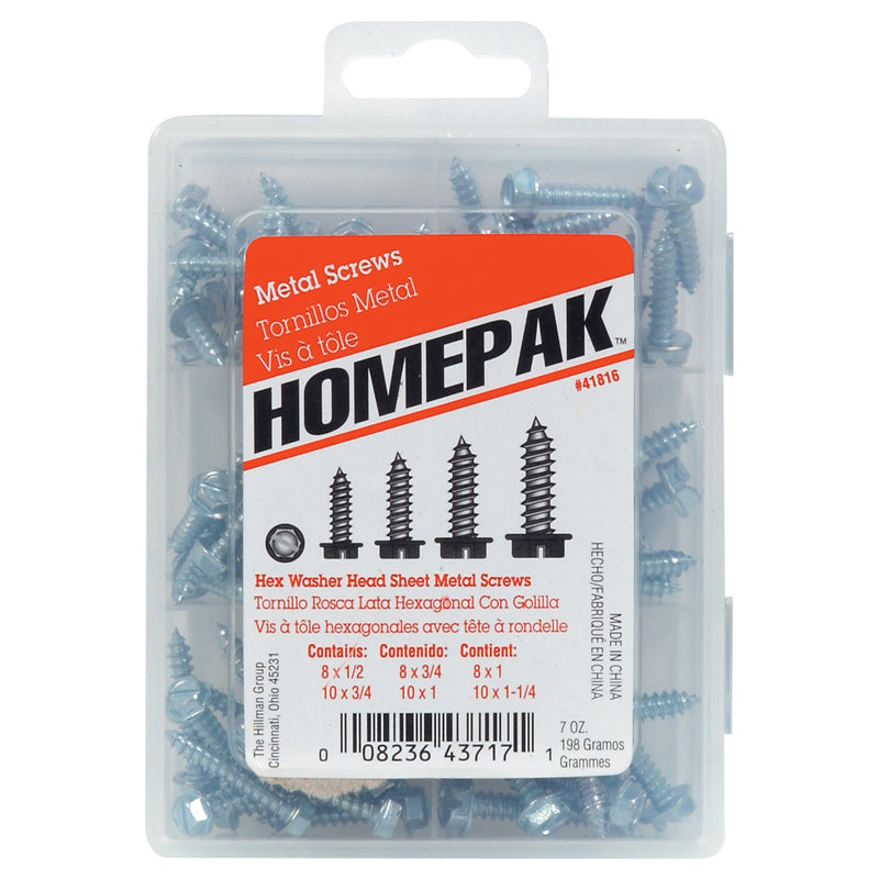 HILLMAN - Homepak Assorted in. Slotted Hex Head Sheet Metal Screw Kit