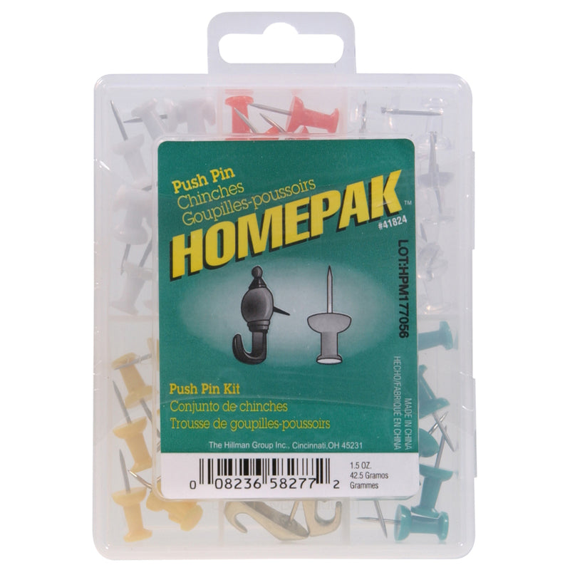 HILLMAN - Homepak Assorted Push Pins 100 pk