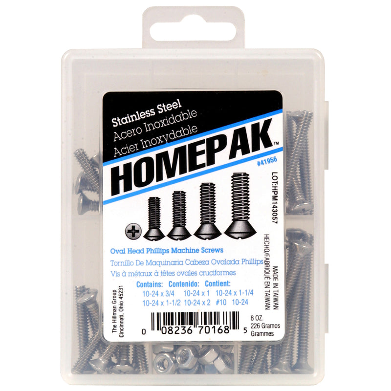 HILLMAN - Homepak Assorted in. Phillips Oval Head Stainless Steel Machine Screw Kit