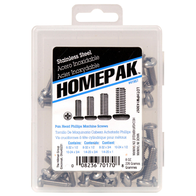 HILLMAN - Homepak Assorted Phillips Pan Head Stainless Steel Machine Screw Kit