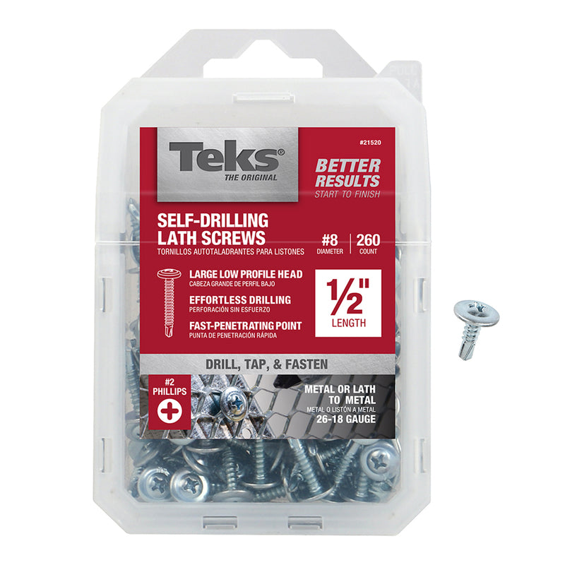 ITW - Teks No. 8 X 1/2 in. L Phillips Truss Head Lath Screws 260 pk [21520]