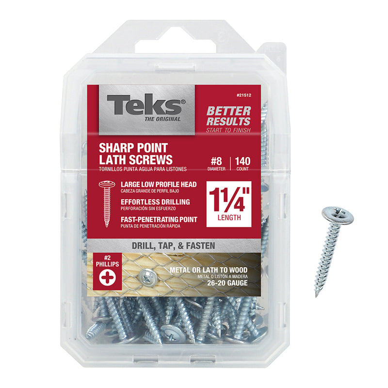 ITW - Teks No. 8 X 1-1/4 in. L Phillips Truss Head Lath Screws 140 pk [21512]