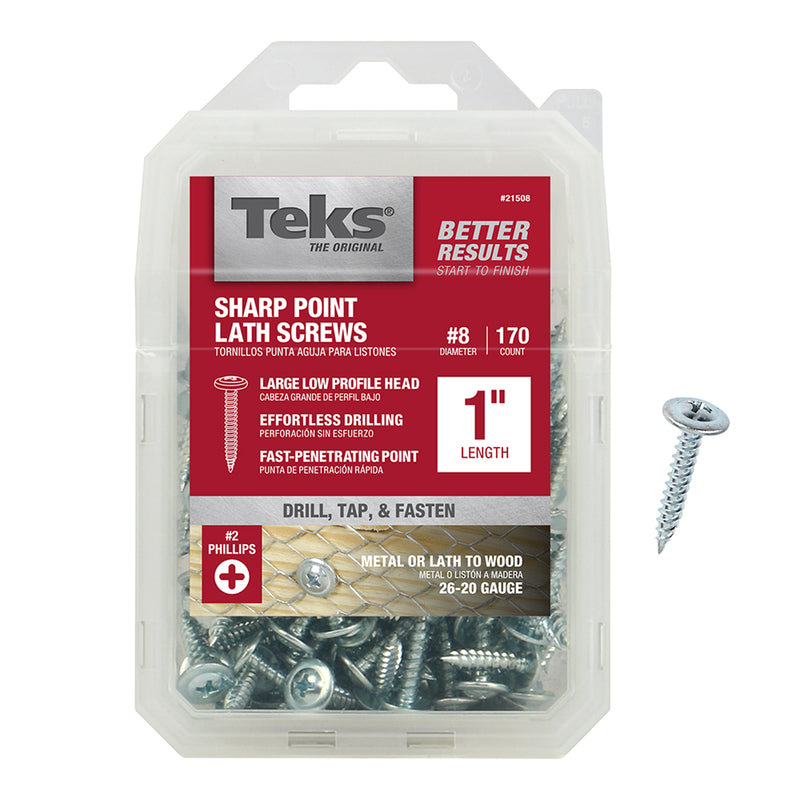 ITW - Teks No. 8 X 1 in. L Phillips Truss Head Lath Screws 170 pk [21508]